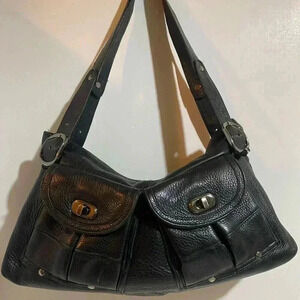 Carlos Mancini black leather satchel handbag